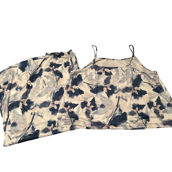 EUC Women's Plus Summer Pajamas 2 Piece Blue/White Long Pants Size 2XL - Picture 1 of 4